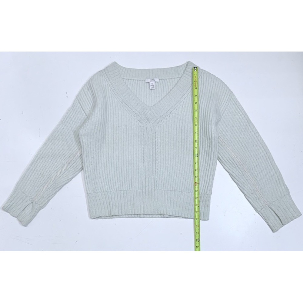 Women's‎ Lewit Cashmere Pullover V-Neck Sweater Green Medium M Ribbed